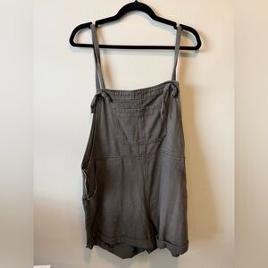 Cider Taupe Grey tie shorts Overalls with Pockets